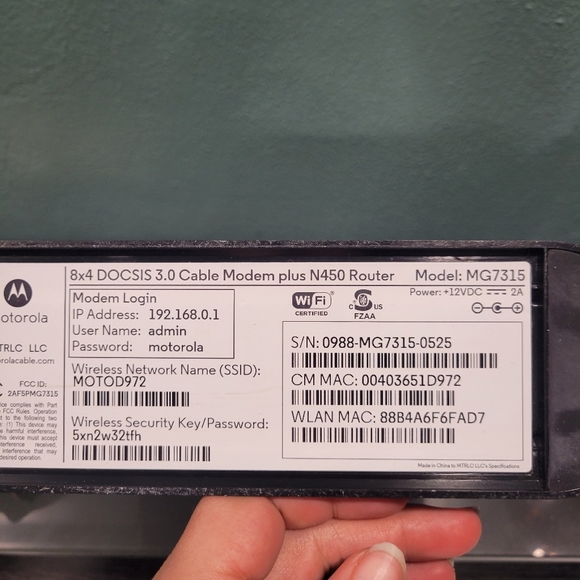 Motorola Mg7315 Modem + Wifi Router - Picture 4 of 4